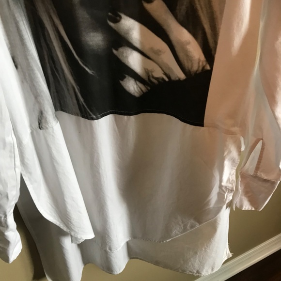 Zara white cotton top with Face Photo - Picture 6 of 7